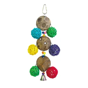 Coloured Wicker Pendant Bird Parrot Toy