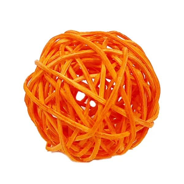 Wicker Ball Bird Toy Orange
