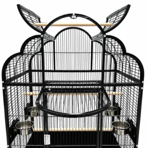 Scalloped parrot cage top open